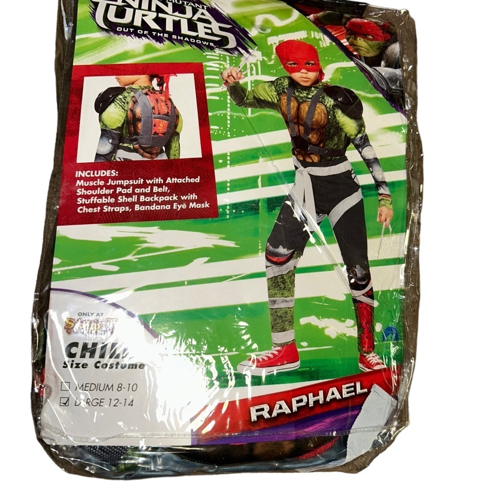 New Teenage Mutant 𝅺Ninja turtle Raphael costume with mask size L 12/14 TNMT